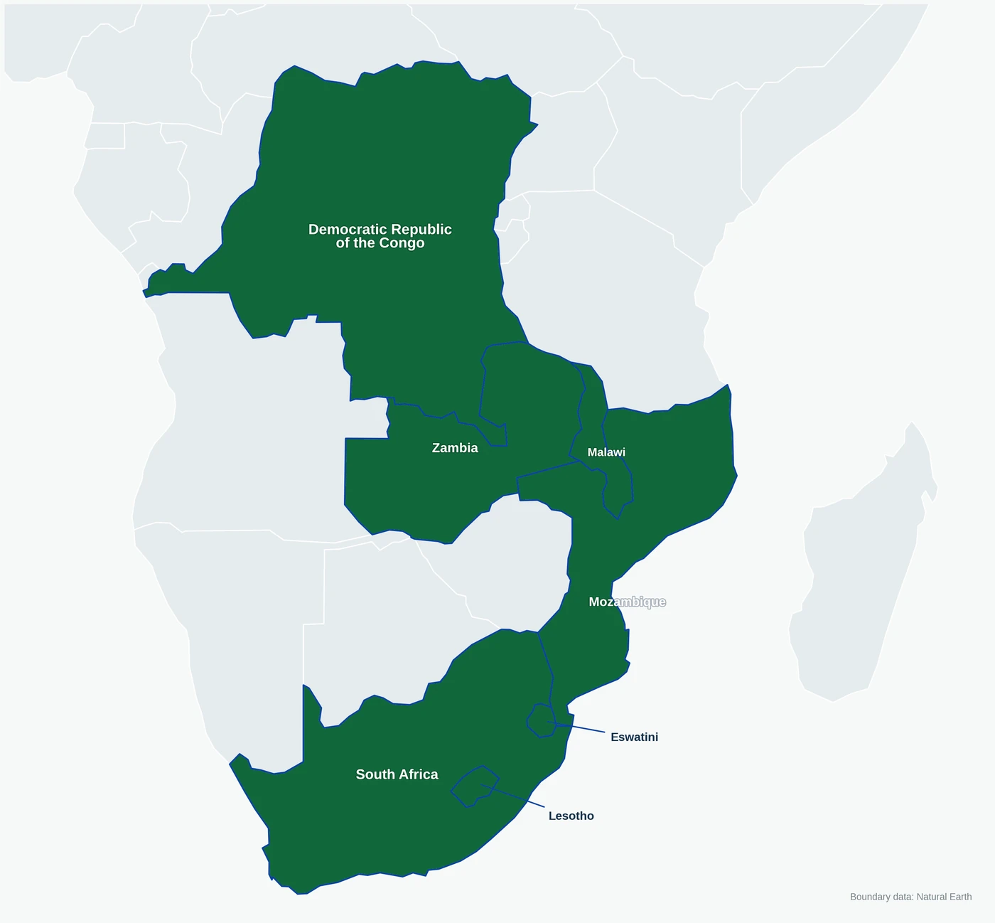 Consuweld markets: South Africa, Lesotho, Eswatini, Mozambique, Malawi, Zambia and the Democratic Republic of the Congo
