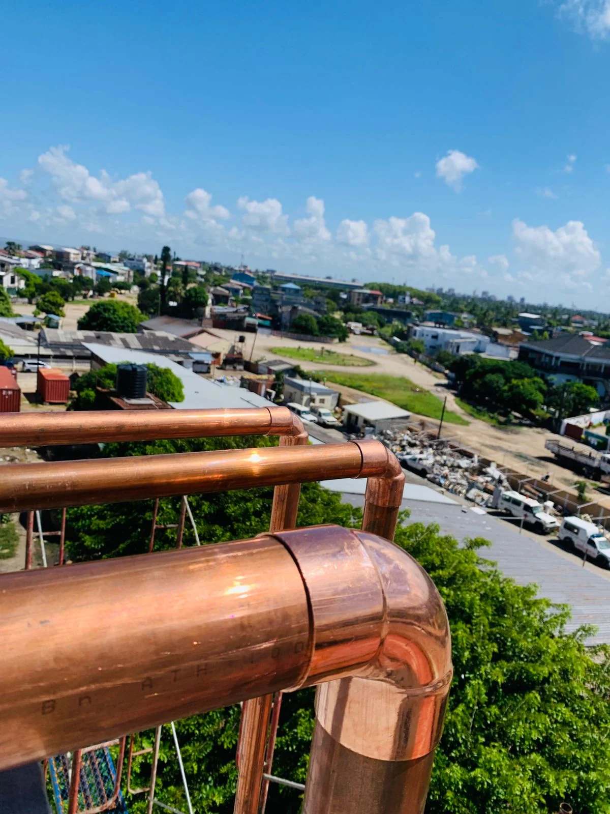 Large copper pipework installed on site